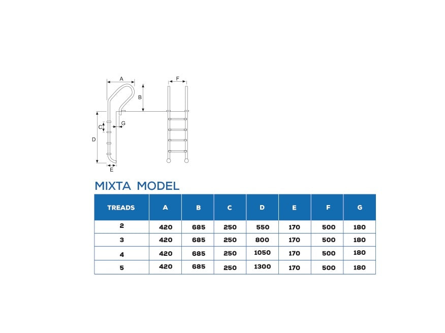 سلم مسبح 2 الى 5 درجة وطني MIXTA