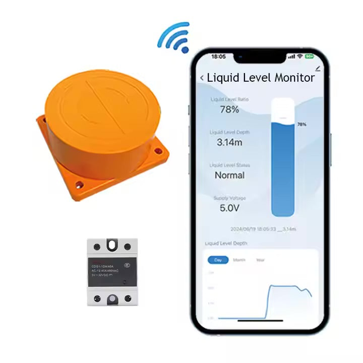 Ultrasonic قياس مستوى المياه بالموجات الصوتية TUYA APP Wifi Bluetooth