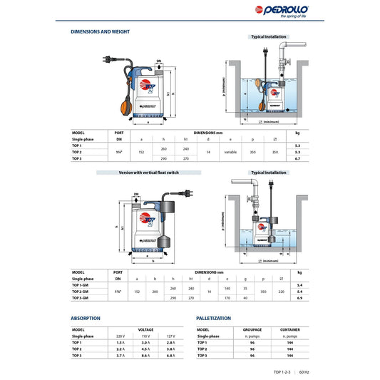 غطاس بدرلو ايطالي توب - من 0.3 الى 1.25 حصان