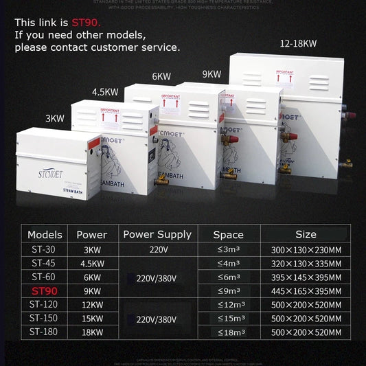 مولد بخار ساونا منزلي 220V/380V | Steam Generator for Sauna, SPA & Steam Shower with Digital Controller