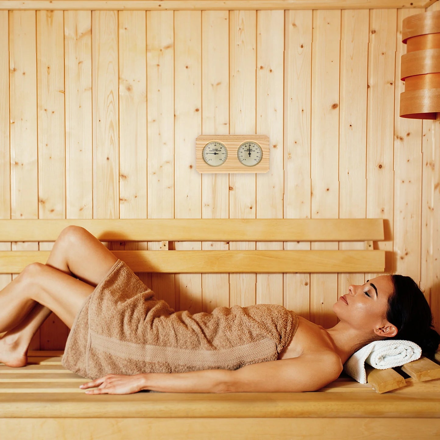 مقياس حرارة ورطوبة خشبي للساونا | Wooden Sauna Thermometer Hygrometer