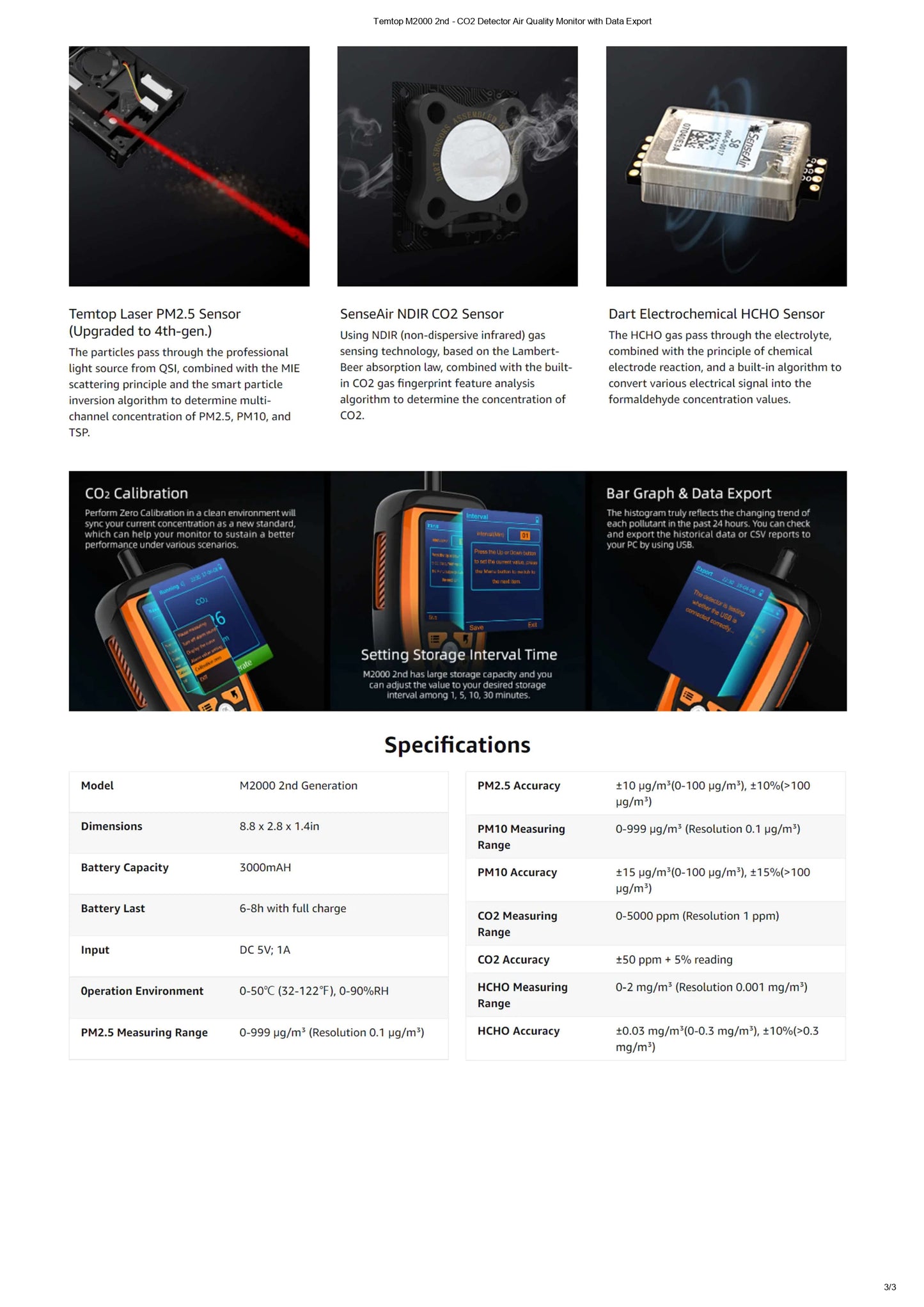 جهاز قياس ثاني أكسيد الكربون Temtop CO2 Meter