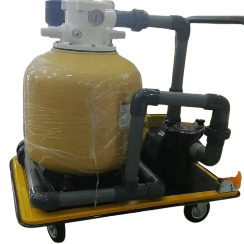 عربة متنقلة +مضخة مسبح 1.5حصان + فلتر رملي 24" + مجموعة نظافة