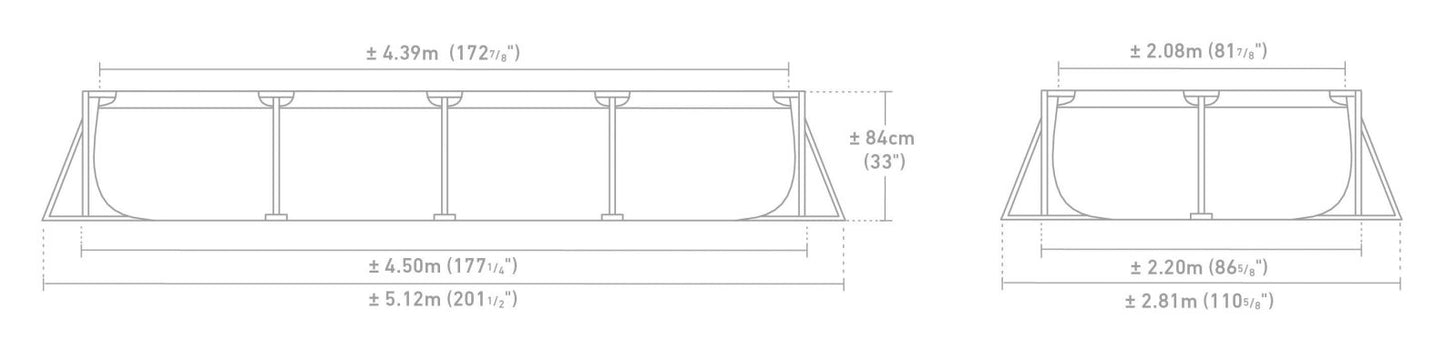 مجموعة حمام سباحة مستطيل بإطار معدني 4.5 × 2.2 × 0.84 متر إنتكس | Intex Rectangular Frame Pool Set 4.5 x 2.2 x 0.84m INT28274