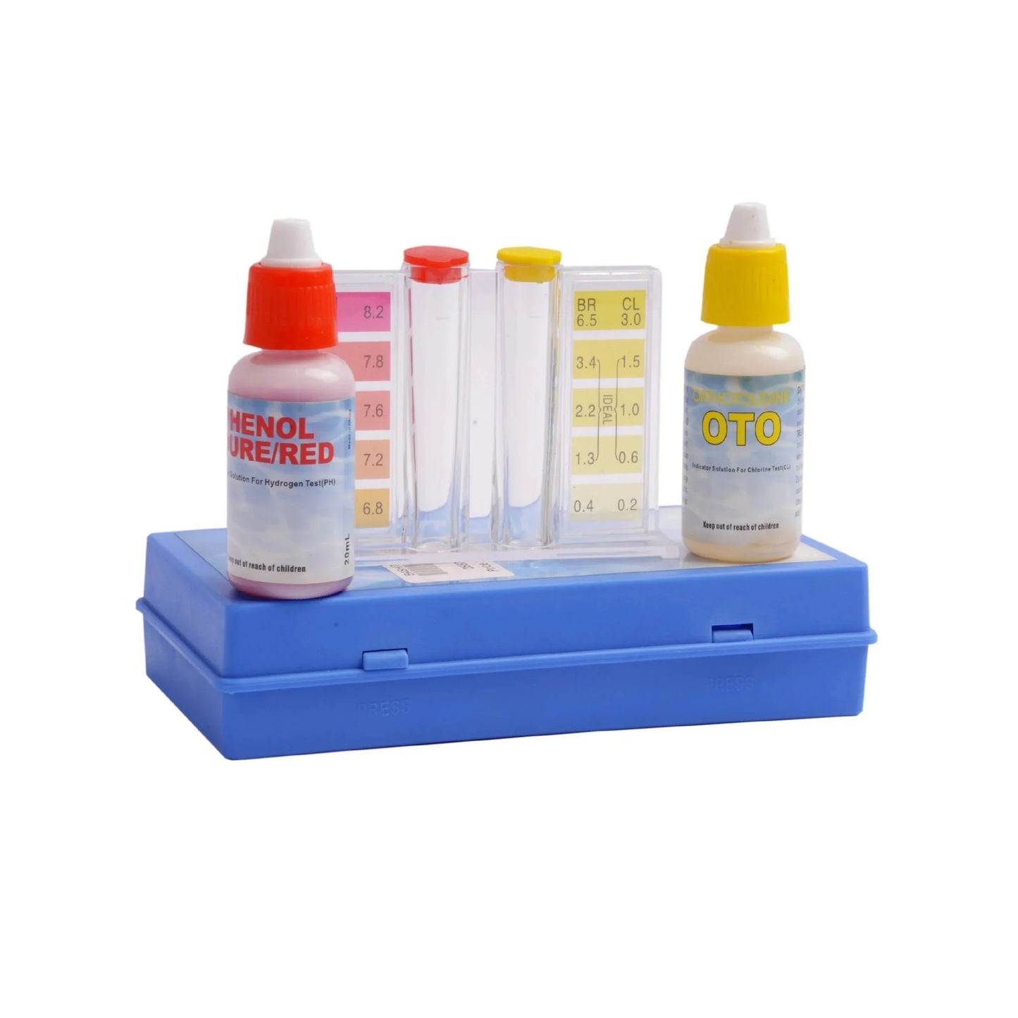 علبة فحص صغيرة للكلور و الأسيد
