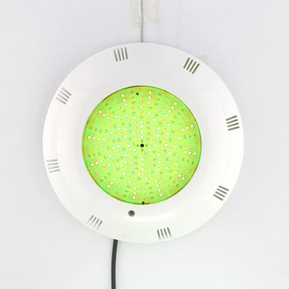 كشاف مسبح بلاستيك لطش جداري LED متعدد الألوان بقدرة 24 واط وجهد 12 فولت، مخصص لإضاءة المسابح ويوفر تأثيرات لونية جميلة مع أداء قوي ومقاومة عالية للماء.