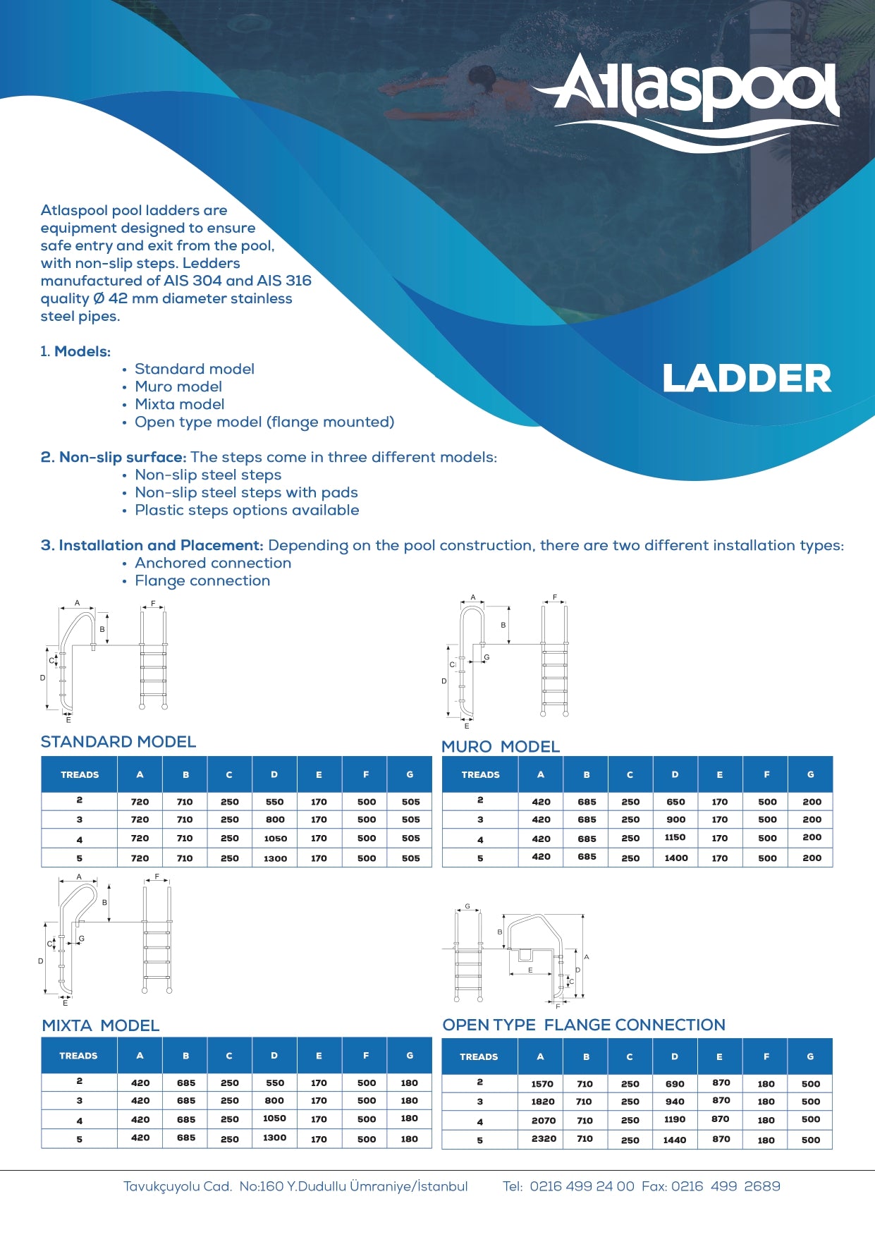 سلم مسبح 2 الى 5 درجة وطني MIXTA
