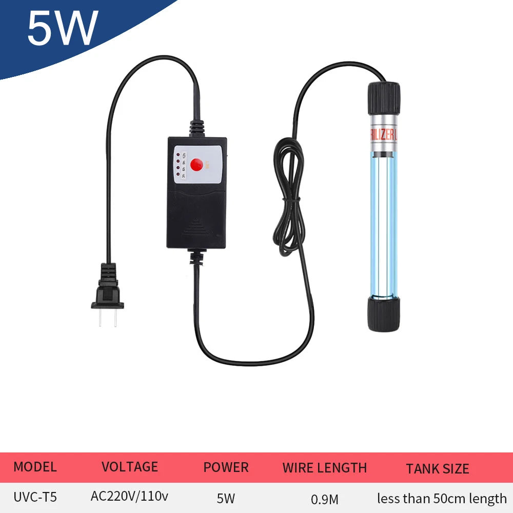لمبة UV لتعقيم حوض السمك | Aquarium Sterilization Lamp 5-11W