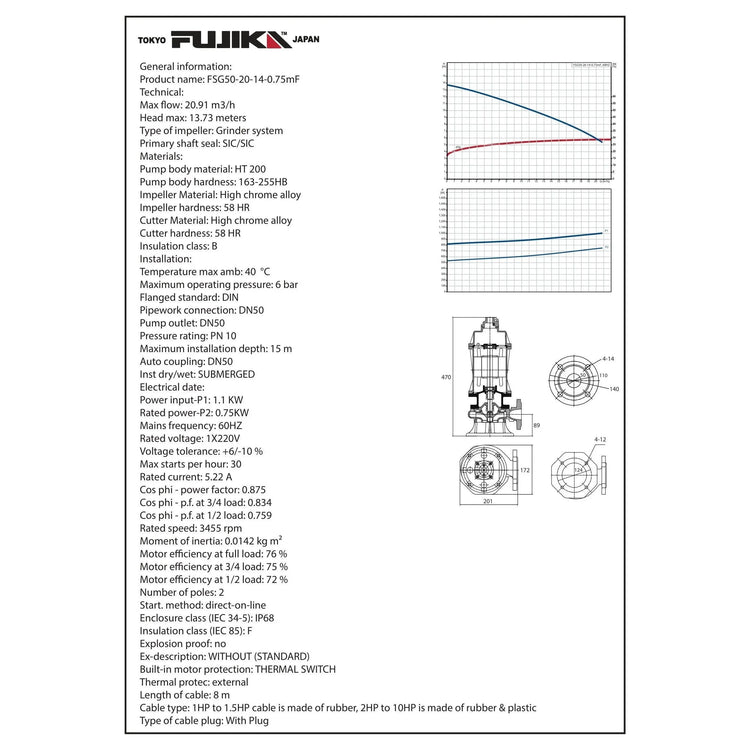مضخة صرف صحي غاطسة مع فرامة | FUJIKA FSG Grinder Pump
