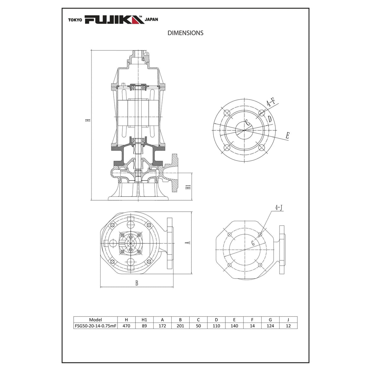 مضخة صرف صحي غاطسة مع فرامة | FUJIKA FSG Grinder Pump
