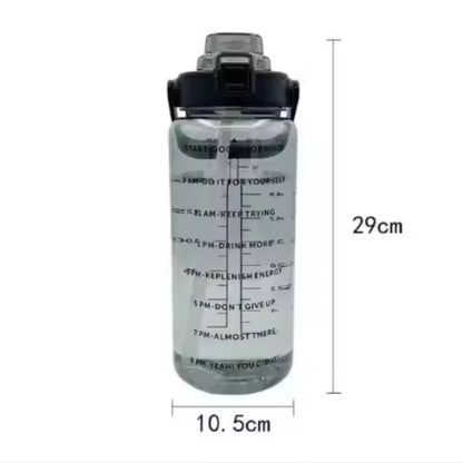 قارورة مياه 2 لتر رياضية | Water Bottle with Straw & Time Marker
