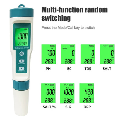 جهاز قياس جودة المياه 7 في 1 من WESTTUNE | Digital Water Quality Tester PH TDS EC Salt Temperature