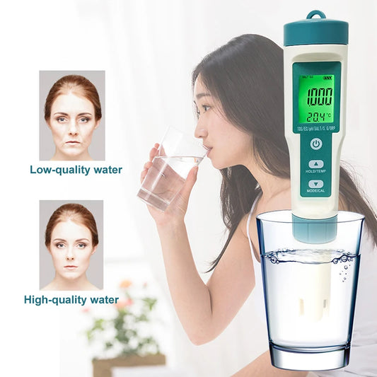 جهاز قياس جودة المياه 7 في 1 من WESTTUNE | Digital Water Quality Tester PH TDS EC Salt Temperature