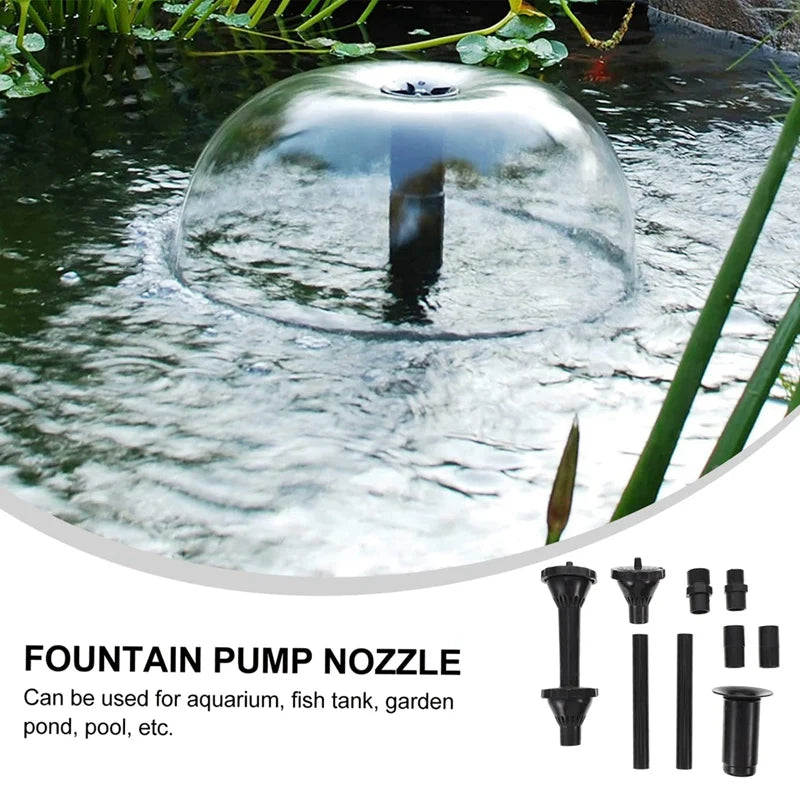 طقم فوهات نافورة للمضخات متعددة الأشكال – Fountain Pump Nozzle Set Water Spray Heads for Pond & Pool Pumps