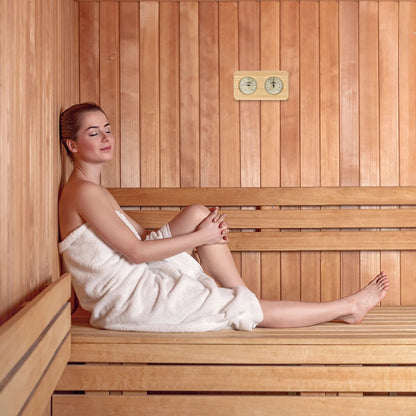 مقياس حرارة ورطوبة خشبي للساونا | Wooden Sauna Thermometer Hygrometer