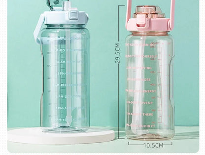 قارورة مياه 2 لتر رياضية | Water Bottle with Straw & Time Marker