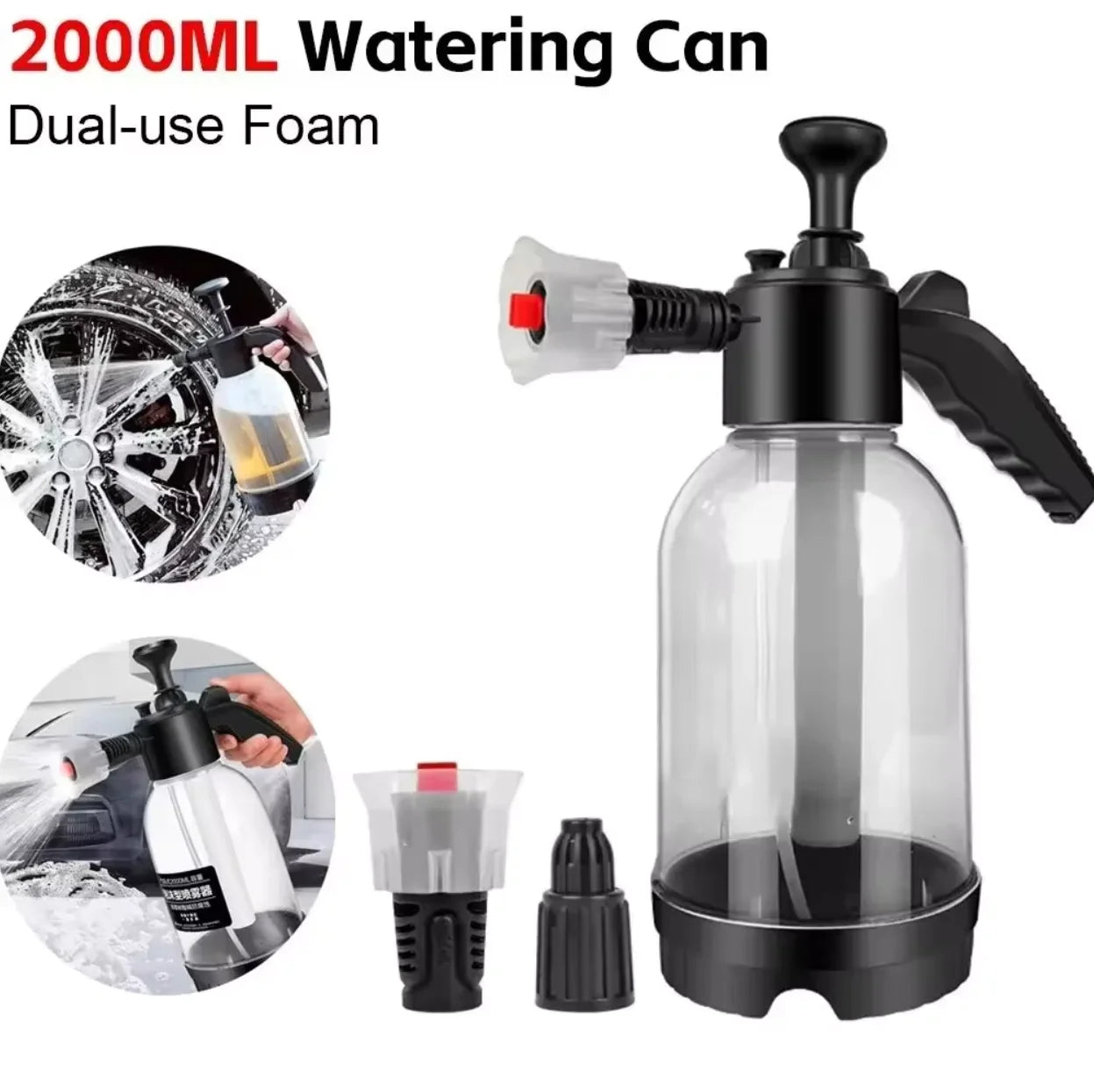 رشاش رغوة يدوي 2 لتر لغسيل السيارات والتنظيف – 2L Hand-held Foam Sprayer Car Wash Pressure Bottle