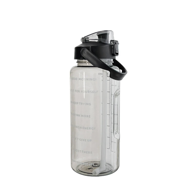 قارورة مياه 2 لتر رياضية | Water Bottle with Straw & Time Marker