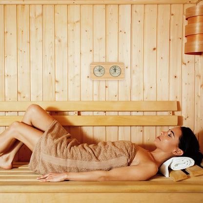 مقياس حرارة ورطوبة خشبي للساونا | Wooden Sauna Thermometer Hygrometer
