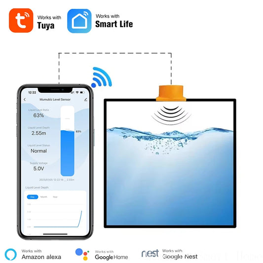حساس مستوى المياه الذكي Tuya WiFi للخزانات | Smart Water Tank Level Monitor
