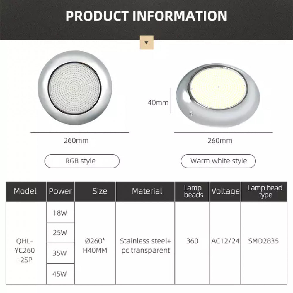 كشاف مسبح لطش بلاستيك ليد بريموت 24واط 12ف