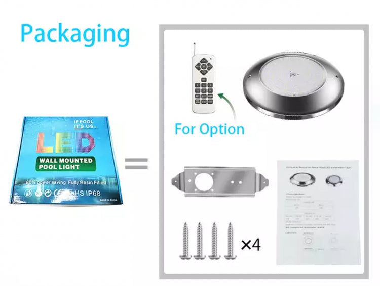 كشاف مسبح بلاستيك LED بريموت 24 واط 12 فولت | Remote LED Pool Light 24W 12V