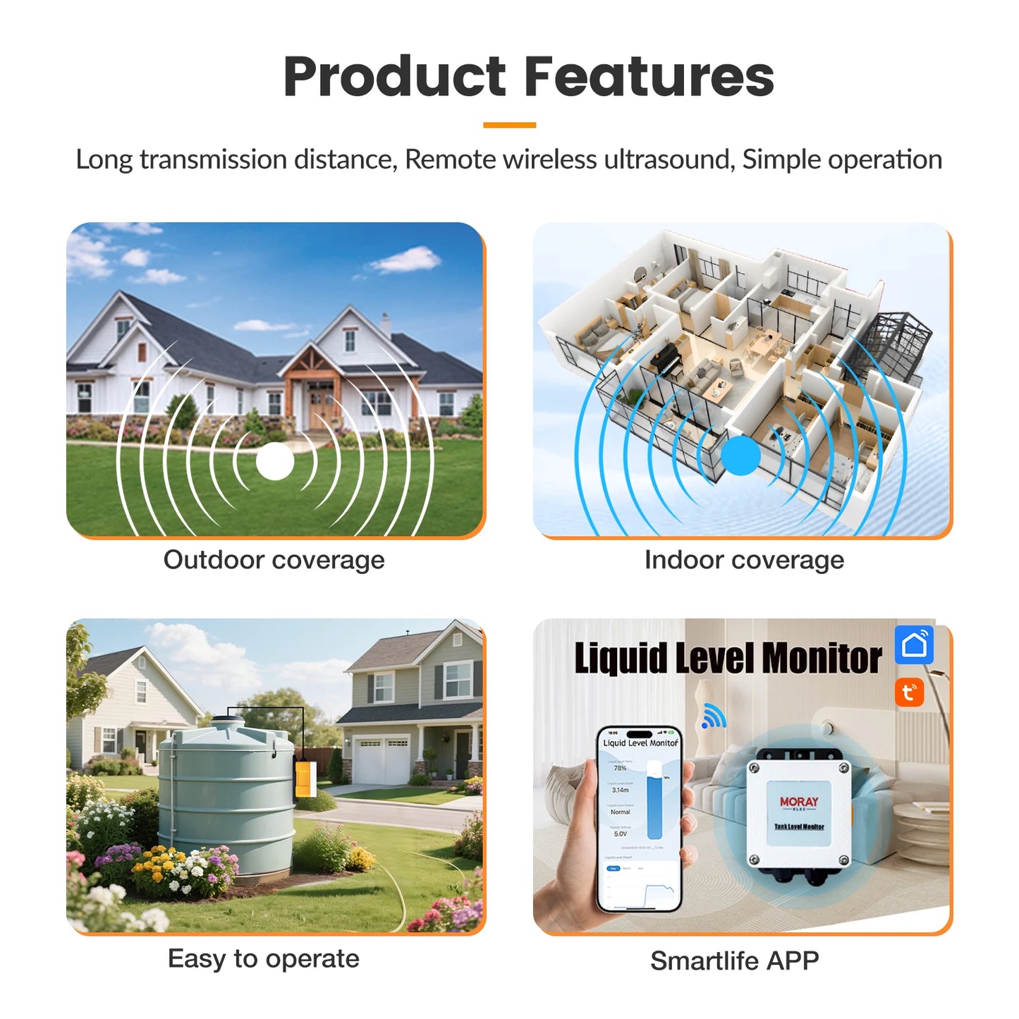 حساس مستوى المياه الذكي ME202W WiFi للخزانات | Tuya Water Level Sensor 5m