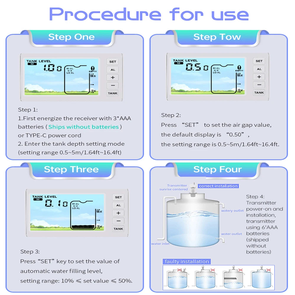 جهاز مراقبة مستوى المياه اللاسلكي بالموجات فوق الصوتية | Ultrasonic Water Tank Level Meter