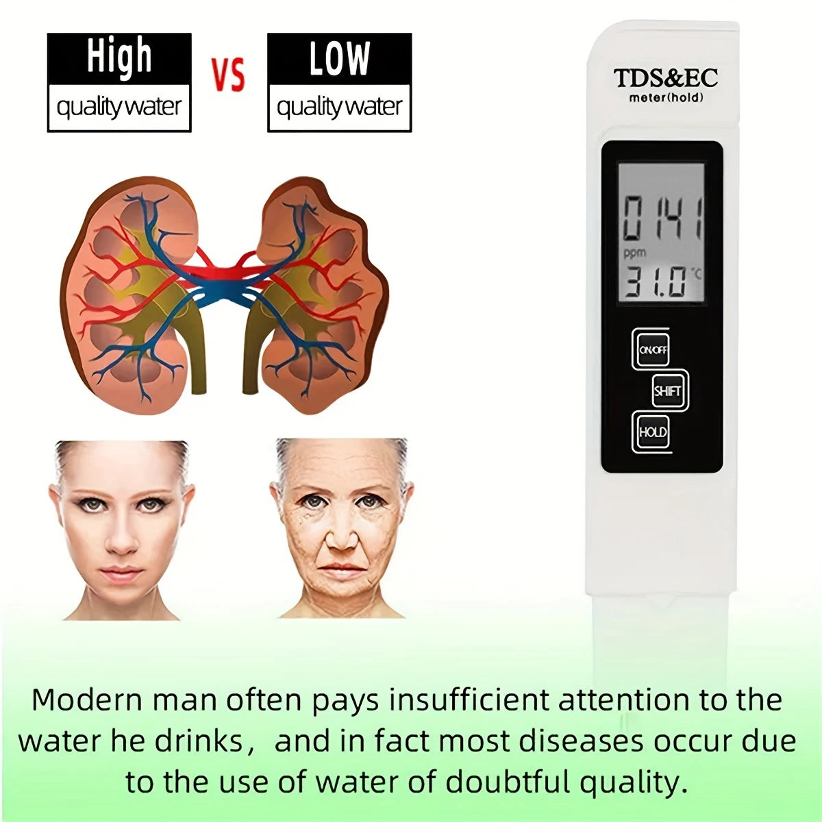 جهاز فحص جودة المياه 3 في 1 TDS / EC / Temperature | Digital Water Quality Tester
