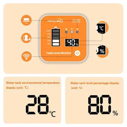 حساس مستوى المياه الذكي Tuya بشاشة LCD | Ultrasonic Water Tank Level Sensor