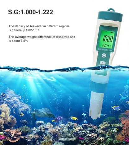 جهاز قياس جودة المياه 7 في 1 من WESTTUNE | Digital Water Quality Tester PH TDS EC Salt Temperature