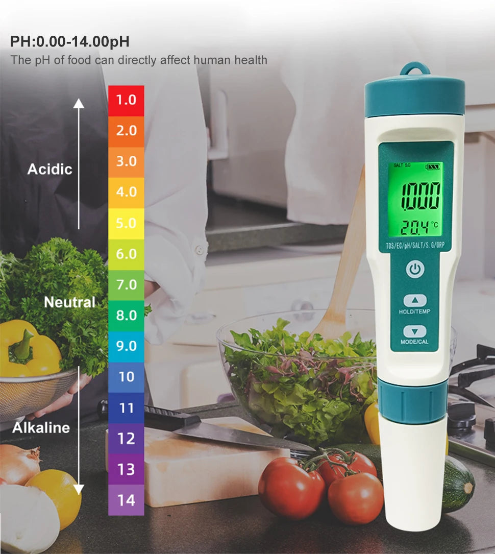 جهاز قياس جودة المياه 7 في 1 من WESTTUNE | Digital Water Quality Tester PH TDS EC Salt Temperature
