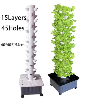 برج زراعة مائية عمودي 15 طبقة 45 فتحة | Vertical Hydroponic Grow Tower