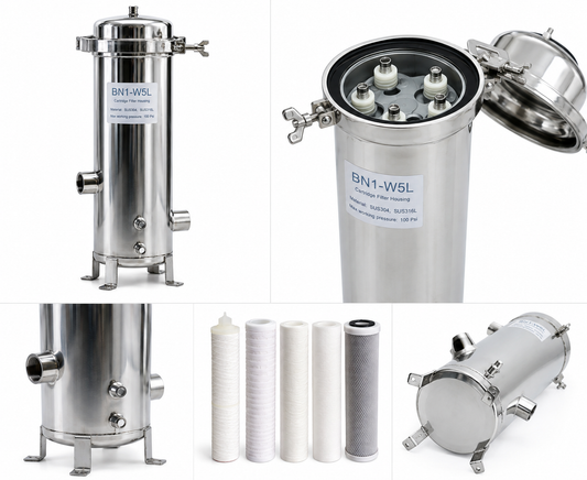 Stainless Steel 5-Cartridge Filter Housing 40 Inch BN1-W5L4 | حاوية فلاتر ستانلس ستيل 5 شمعات 40 بوصة BN1-W5L4