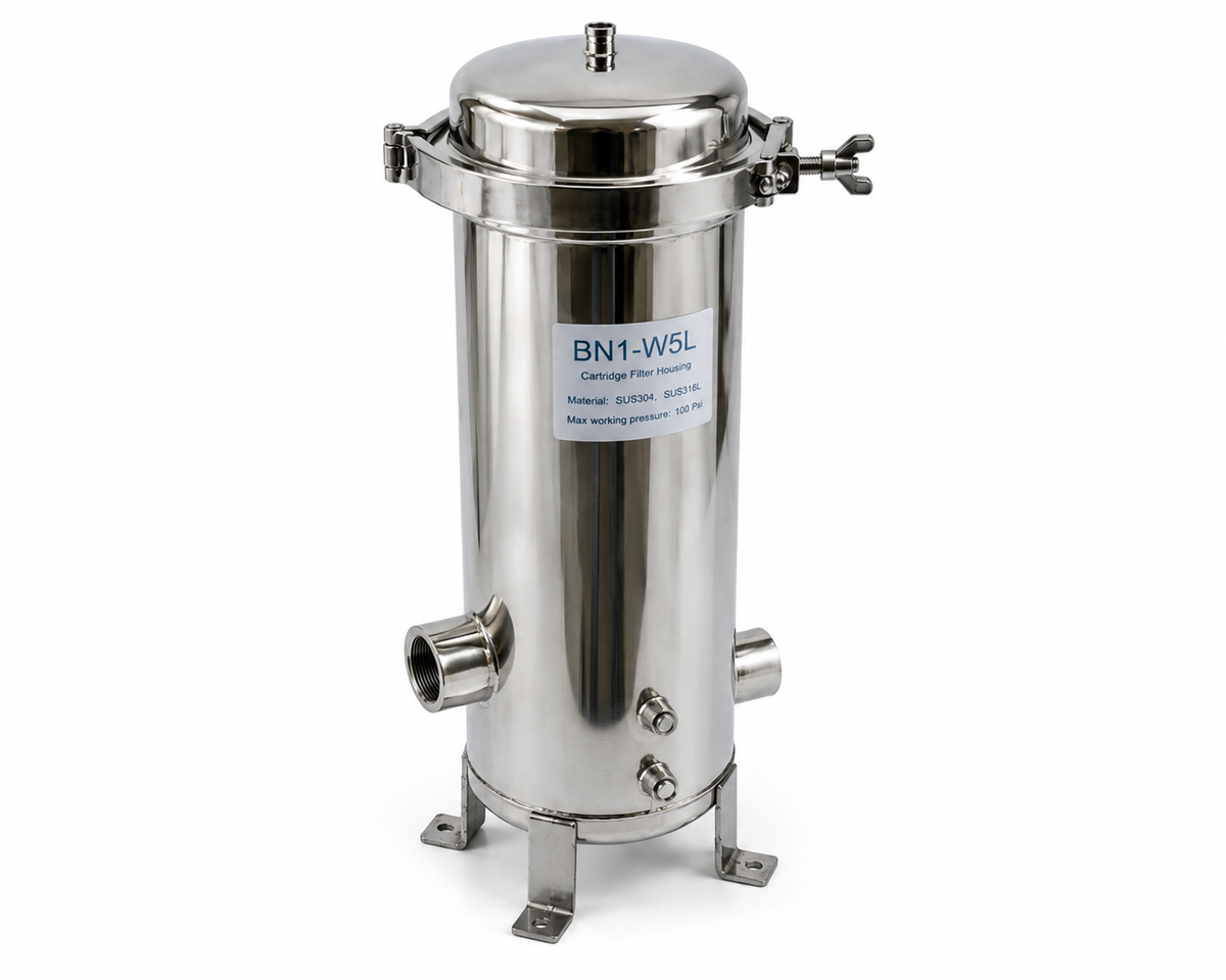 Stainless Steel 5-Cartridge Filter Housing 40 Inch BN1-W5L4 | حاوية فلاتر ستانلس ستيل 5 شمعات 40 بوصة BN1-W5L4
