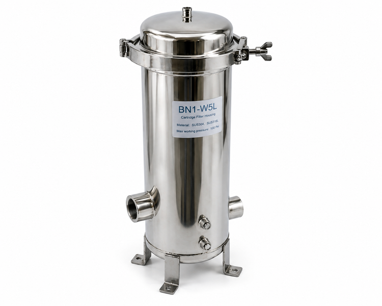 5-Cartridge Stainless Steel Filter Housing 40 Inch BN1-W5L4 | حاوية فلاتر ستانلس ستيل 5 شمعات 40 بوصة BN1-W5L4