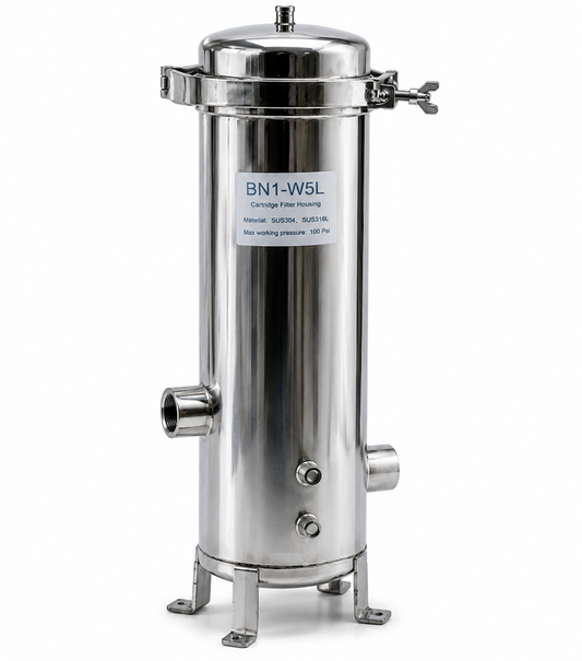 Stainless Steel 5-Cartridge Filter Housing 40 Inch BN1-W5L4 | حاوية فلاتر ستانلس ستيل 5 شمعات 40 بوصة BN1-W5L4