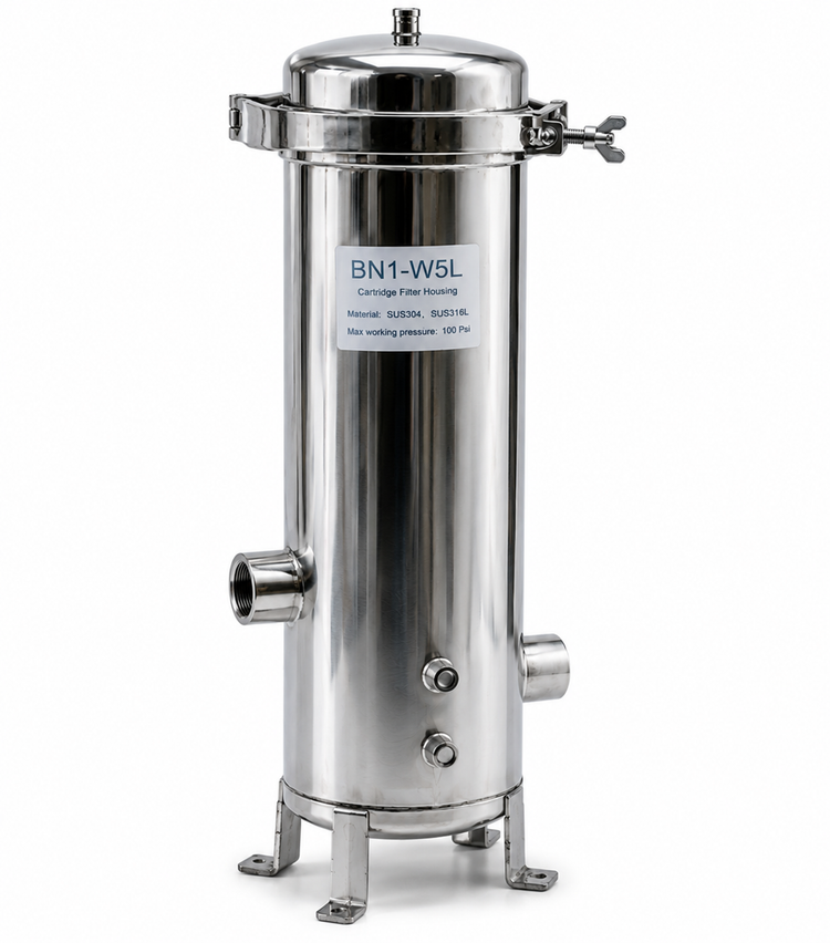 5-Cartridge Stainless Steel Filter Housing 40 Inch BN1-W5L4 | حاوية فلاتر ستانلس ستيل 5 شمعات 40 بوصة BN1-W5L4