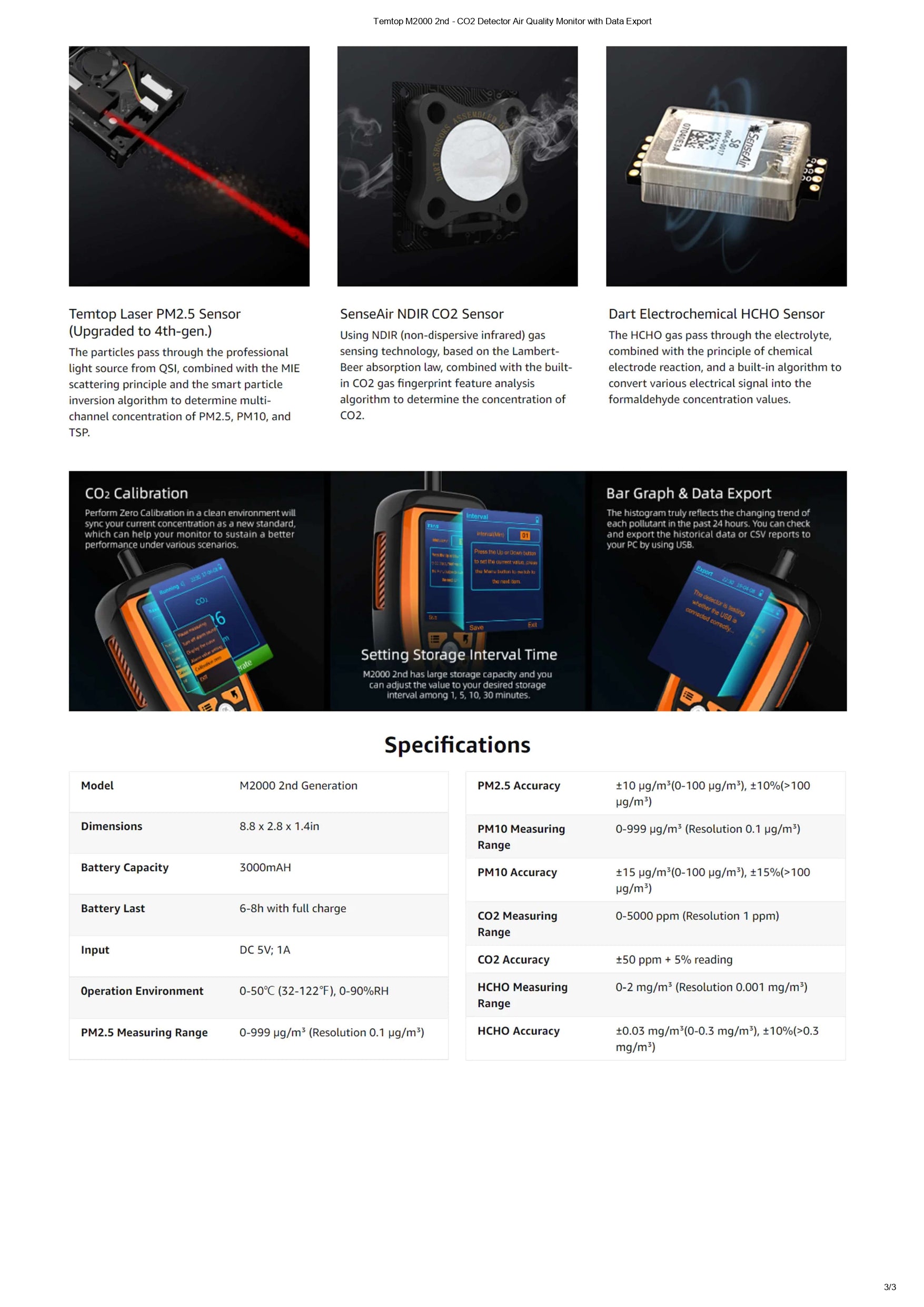 جهاز قياس ثاني أكسيد الكربون Temtop CO2 Meter