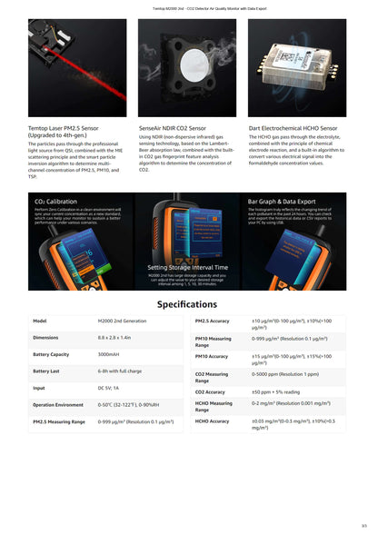 جهاز قياس ثاني أكسيد الكربون Temtop CO2 Meter
