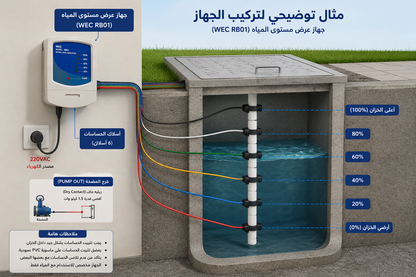 جهاز قياس مستوى مياه الخزان 6 حساسات | WEC Water Tank Level Indicator