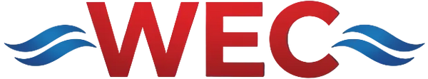 Logo of Water Equipments Trading Co. with red 'WEC' and blue wavy lines on a white background.