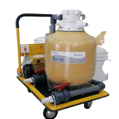 عربة متنقلة +مضخة مسبح 1.5حصان + فلتر رملي 24" + مجموعة نظافة