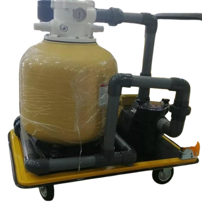 عربة متنقلة +مضخة مسبح 1.5حصان + فلتر رملي 24" + مجموعة نظافة