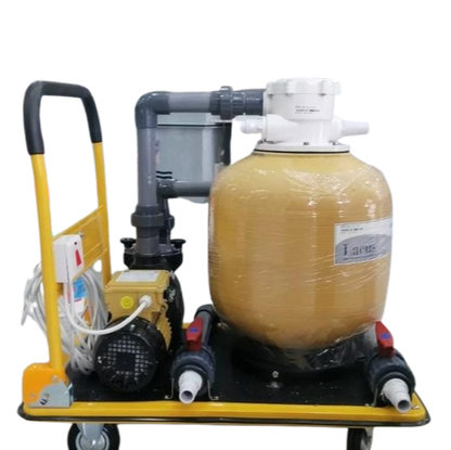 عربة متنقلة +مضخة مسبح 1.5حصان + فلتر رملي 24" + مجموعة نظافة