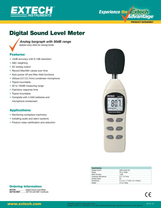 مقياس شدة الصوت رقمي EXTECH مقياس شدة الصوت رقمي EXTECH