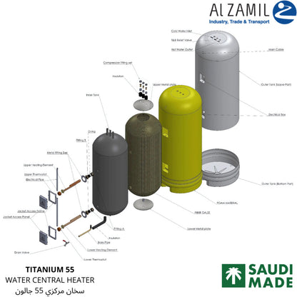 سخان مركزي الزامل صناعة سعودية 85al-zamil-central-water-heater-85-gallon جالون