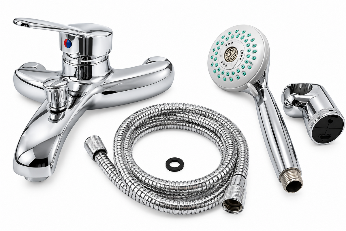 Bath Mixer Shower Set with Hand Shower and Hose | طقم خلاط بانيو مع دش يدوي وخرطوم