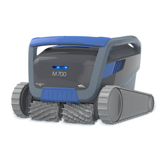 روبوت تنظيف المسبح Dolphin M700 الذكي لتنظيف أرضية وجدران وخط الماء بكفاءة عالية، مزود بتقنيات متقدمة وتحكم ذكي لتوفير تنظيف احترافي للمسابح المنزلية والتجارية.