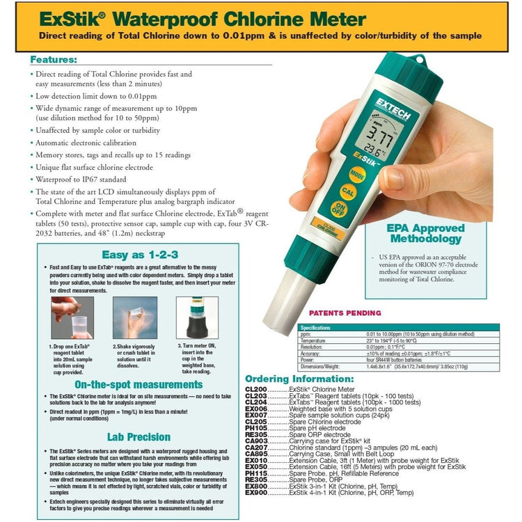 جهاز قياس الكلور الرقمي | Extech CL200 Chlorine Tester